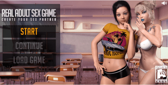 Dos chicas calientes de Real Adult Sex Game esperan en un salón de clase que inicie la partida del videojuego