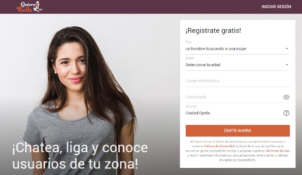 Quiero Rollo Opiniones, página de inicio y registro.